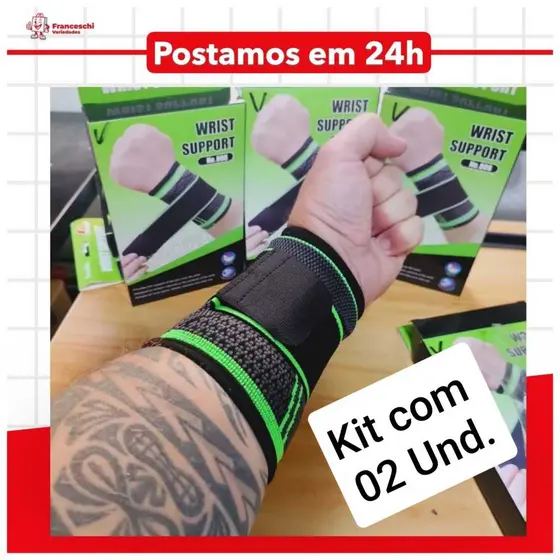 02 Munhequeiras Ortopédica Pulso Tendinite Compressão Ajustável Crosfit Academia Profissional
