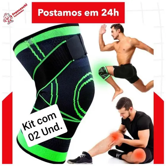 02 Joelheiras Ortopédica Profissional Ajustável Academia Crosfit Corrida Tendinite Compressão