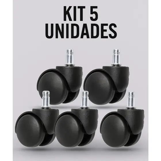 Kit 5 Rodinhas Rodízio Anti-risco Anti-ruido Cadeiras Giratórios Giratórias Escritórios Baixo Ruido