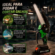 Mini Motosserra Elétrica 8 Polegadas Recarregável Bivolt 110v/220v 2 Baterias + Maleta