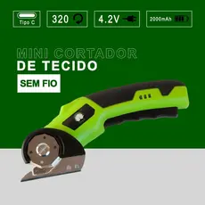 Cortador de Tecido Portátil a Bateria Recarregável Couro Plástico