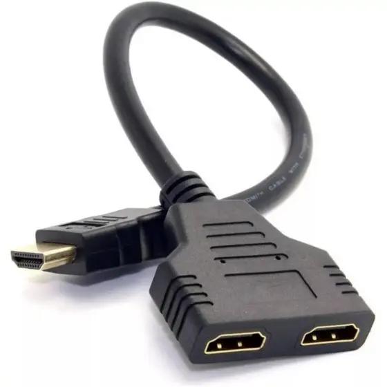 Cabo Hdmi Divisor Splitter Duplicador Y 1 Macho Para 2 Fêmea