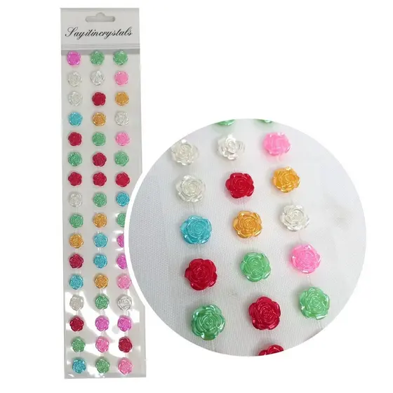 Kit de Cartelas de Rosas Auto Adesivas de Pérolas - Decoração.