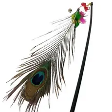 Varinha Com Pena Pavão Fishing Guizo Brinquedo para Gatos Item Pet