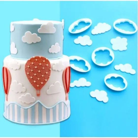 Kit Cortador Molde Nuvem 5 Peças Biscuit Pasta Americana Confeitaria