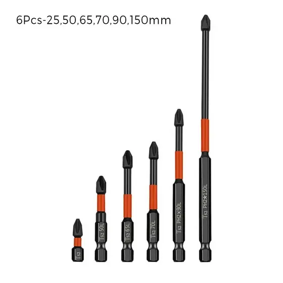 Kit 6 Bits Conjunto De Brocas Cruzadas Magnéticas PH2 6 Peças De Chave De Fenda De Impacto Ferramentas Manuais