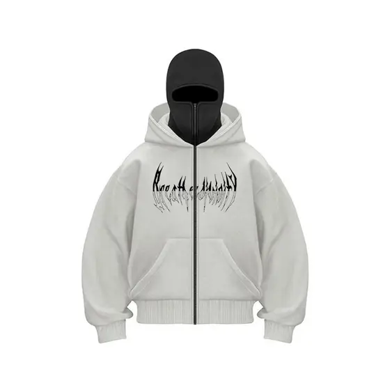 2025 outono inverno à prova de vento novo estilo duplo com capuz máscara Ninja moletom com capuz feminino masculino