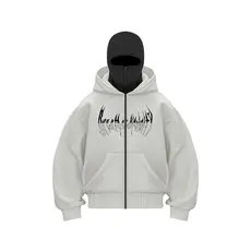 2025 outono inverno à prova de vento novo estilo duplo com capuz máscara Ninja moletom com capuz feminino masculino