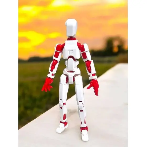 Boneco 14 cm Articulado Dummy 13 BRANCO VERMELHO - Modelo 3D Presente Criativo Para muita diversão DESMONTADO