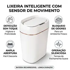 Lixeira Inteligente 13L: Abre Sozinha, Livre de Germes! Sensor USB
