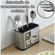 Porta Talher Cozinha Talheres Escorredor Vazado Pia Aço Inox Pronta Entrega