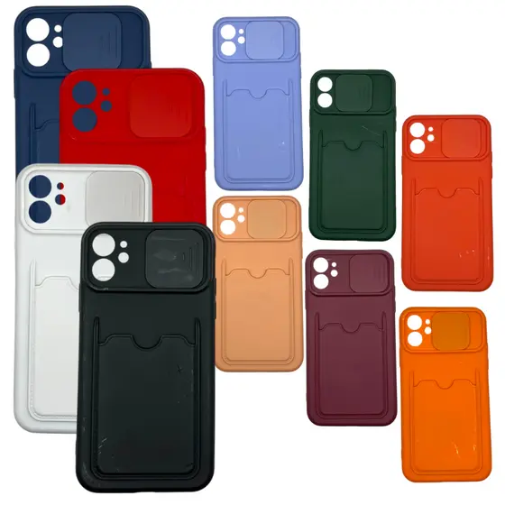 Capinha Capa com Porta Cartão Iphone 11 CPCIP11 Case Protetora Pratica Segura Diversas Cores Estilosa