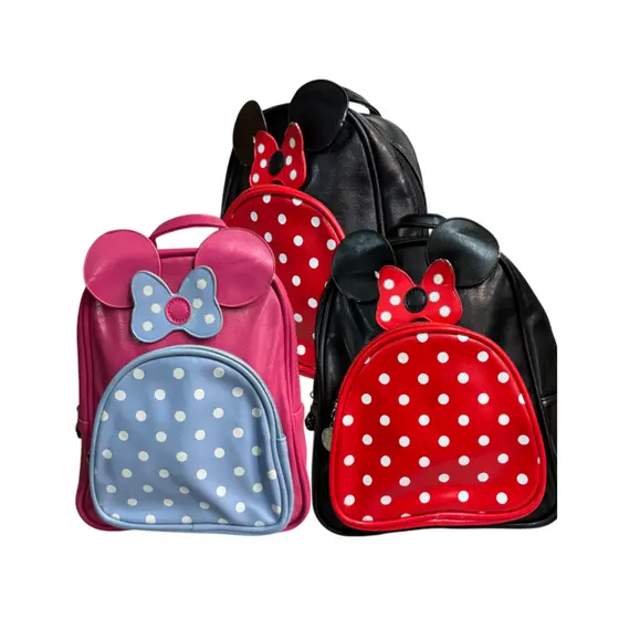 Mochila Infantil Personagem Minney MOCMC 25x20 cm para Crianças Fofa Estilosa Elegante Espaçosa