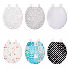 Assento Sanitário Almofadado com Tampa Vaso Oval Decorado Banheiro Adulto