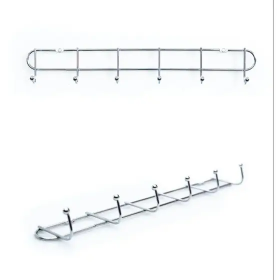 kit com dois cabides metal de parede multifuncional em aco inox seis suportes
