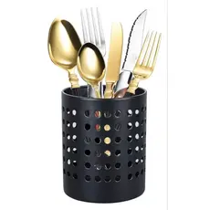 Porta Talheres Aço Inox Organizador Bancada Cozinha Vazado Inox Preto Porta Utensílios