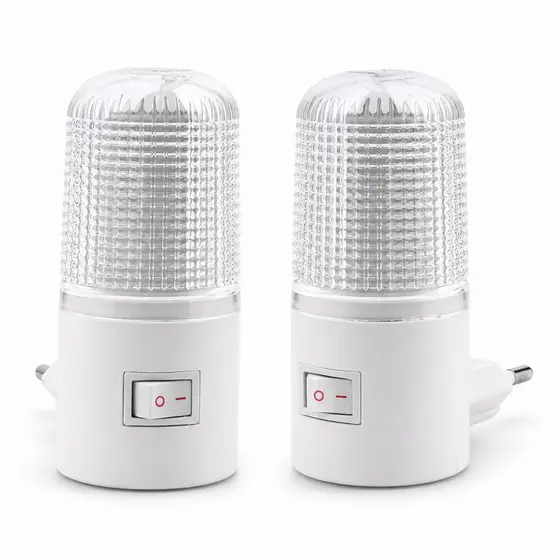 Kit 2 Luminária Mini Abajur Luz Noturno Led Tomada Bivolt Quarto Escritório Luz Suave LED Lâmpada Berço