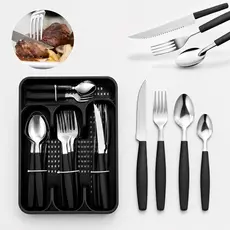 Conjunto Jogo De Talheres 25 Peças Inox Premium + Gaveteiro Organizador Porta Talheres Cozinha