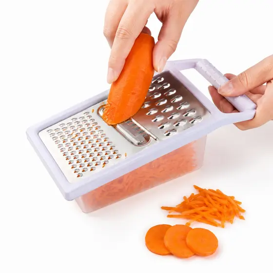 Ralador Multiuso 3 em 1 Com Reservatorio Inox Cortador Legumes Frutas Queijo Chocolate