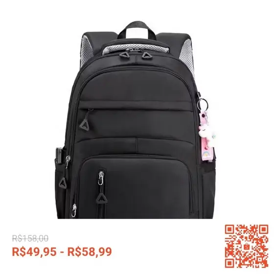 Mochila Escolar Feminina com Estojo - Nylon Impermeável e Compartimento para Notebook