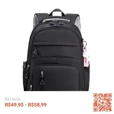 Mochila Escolar Feminina com Estojo - Nylon Impermeável e Compartimento para Notebook