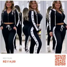 Cal莽a Feminina Jogger Malha Crepe - Conforto e Estilo com Faixa Lateral e Bolsos Funcionais - Preto, Branco, GG