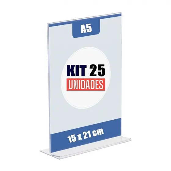Kit com 25 Display Expositor T 15x21 A5 Acrílico Balcão Mesa Cardápio