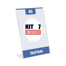 Kit com 7 Display Expositor L 15x21 A5 Acrílico Balcão Mesa Cardápio