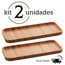 Kit 2 Petisqueira Bandeja Hire Retangular De Bambu Lyor 28 x 11 cm