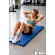 Colchonete p/ Academia 90 x 40 x 3 cm Preto Azul Espuma Macia D23 Impermeável Compacto Fit Mat Yoga Pilates