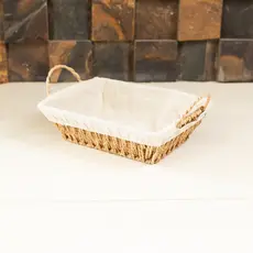 Cesta c/ Alça Retangular e Forro Tecido Bege em Fibra de Papel 26,8 x 19,8 x 12,5cm