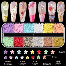 Kit Flores 3D/5D para Nail Art Decoração de Unhas Coloridas em Relevo para Manicure Profissional