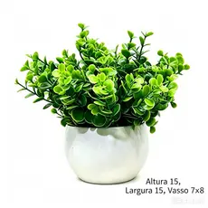1 Planta eucaliptos artificial verde com vaso redondo  15cm
