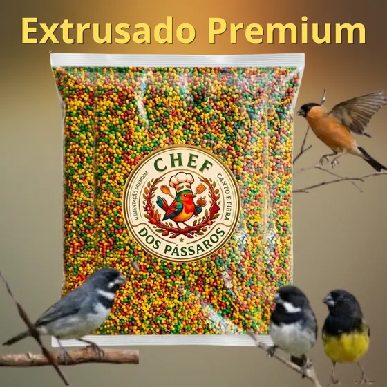 Extrusada Premium 5 Kg COLEIRO PAPA CAPIM BIGODINHO CABOCLINHO Ração CHEF dos PÁSSAROS
