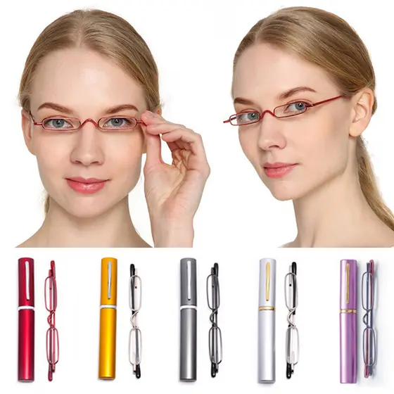 Mini Slim  Glasses Metal Case Leitura De Óculos De Bolso Retro Portáteis Unisexo