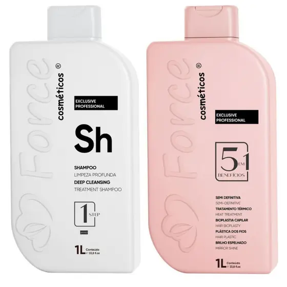 kit escova progressiva semi definitiva force de frizz liso absoluto 2x1l