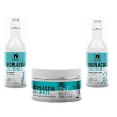 TRATAMENTO BIOPLASTIA COCONUT KIT 3 ITENS SHAMPOO + CONDICIONADOR 300 ML + MÁSCARA 250 GR