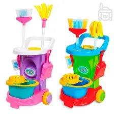 Brinquedo Carrinho Limpeza Infantil Meninas e Meninos Cleaning Trolley Completo - Maral