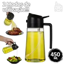 Porta Azeite Vinagre Spray Borrifador e Dosador Vidro 450 ml Azeiteiro Galheteiro