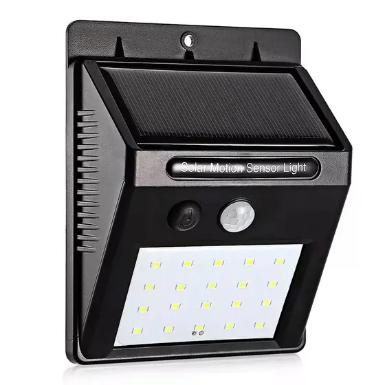 Luminária de Parede Solar com 30 LEDs e Sensor de Movimento