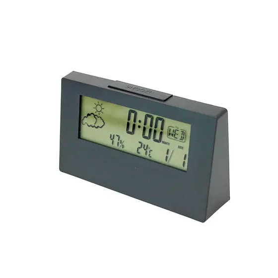 Relógio Digital De Mesa Preto Com Calendário E Termômetro