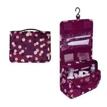 Nécessaire de Nylon Vinho com Flores para Organização