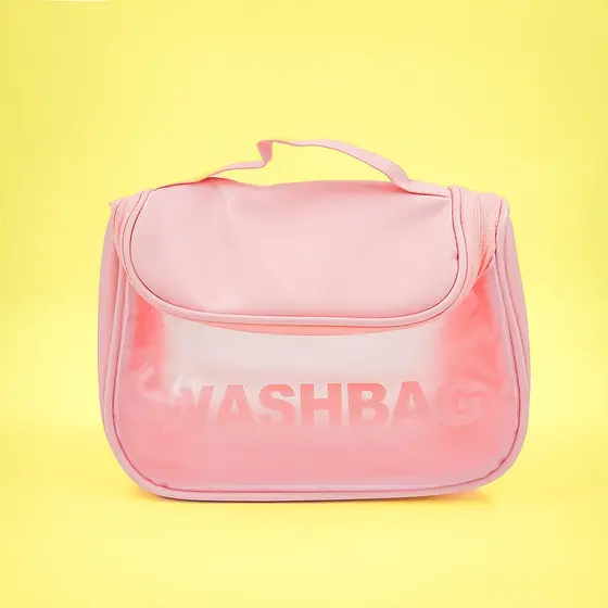 Necessaire Feminina Rosa com Gancho para Organizar Viagens
