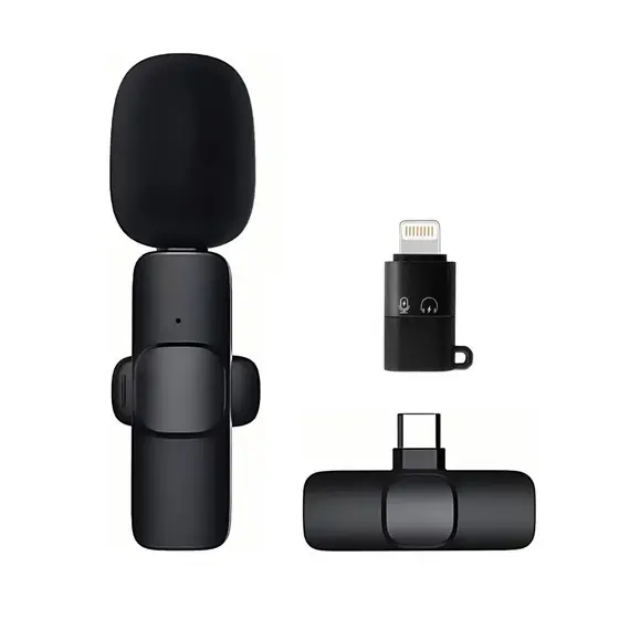 Microfone Sem Fio de Lapela para iPhone e Android Tipo C