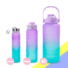 Garrafa Squeeze Água Galão 2L 900ml 300ml Degrade Lilás