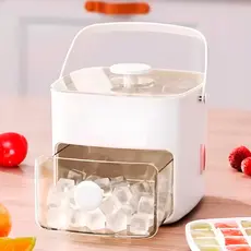 Caixa Dispenser Molde de Gelo 2 em 1 – Forma Gaveta Compacta para Geladeira e Freezer