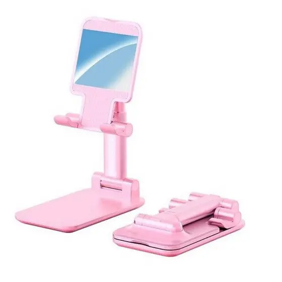Suporte Retrátil Ajustável Rosa para Celular e Tablet
