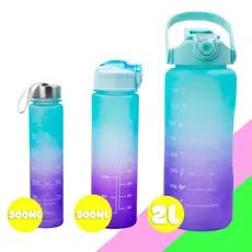 Garrafa Squeeze Água Galão 2L 900ml 300ml Degrade Verde