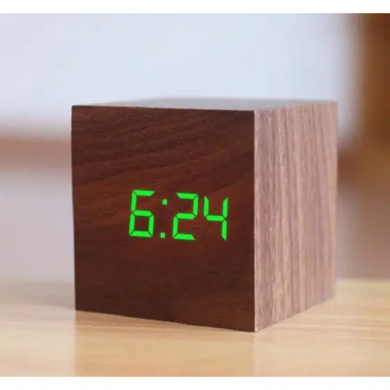 Relogio Despertador Digital Cubo Led Mesa Sound Control