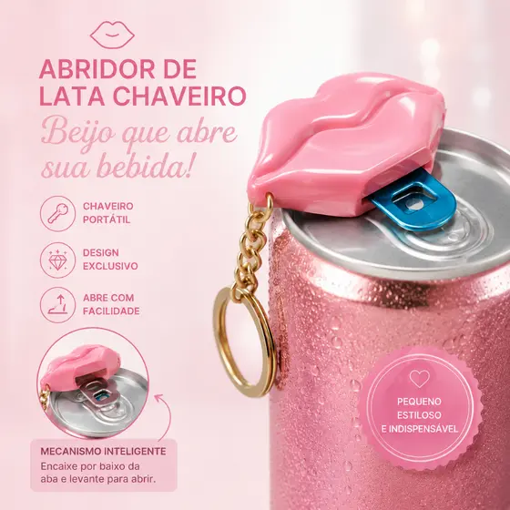 Chaveiro Abridor de Latas Boca | Abridor Portátil | Chaveiro Criativo | Impressão 3D Premium | Compacto | Resistente